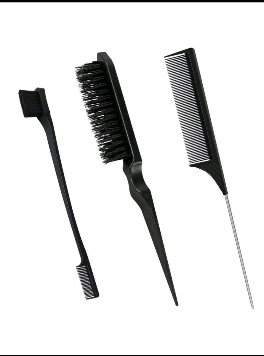 3 pieces hair styling comb set,Teasing hair brush, Rat rail comb,edge brush