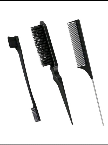 3 pieces hair styling comb set,Teasing hair brush, Rat rail comb,edge brush