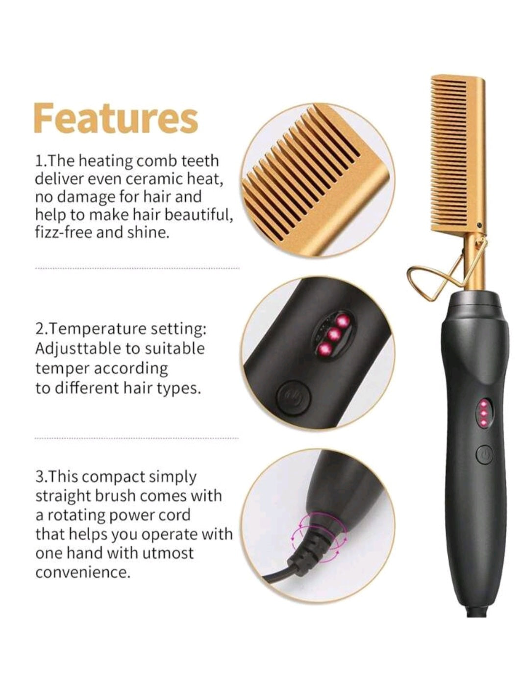 multifunction Hot Comb.fast heating (EU plug)