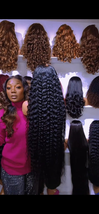 42 inches Vietnam deep wave. 13x6 HD glueless frontal, 400gram,bleached knots. Natural colour