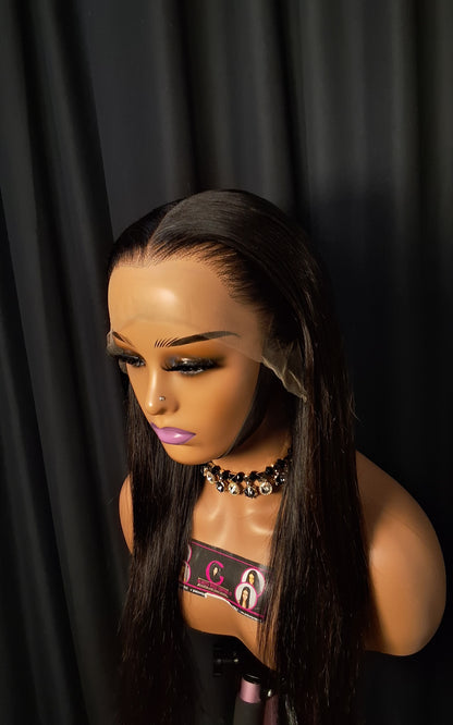 13x6 HD glueless frontal. 26" dd silky straight wig