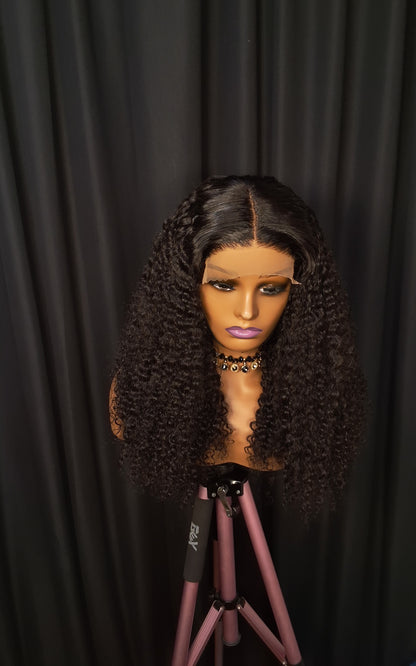 340grams sdd pixie curls.  20" 5by5 glueless closure.