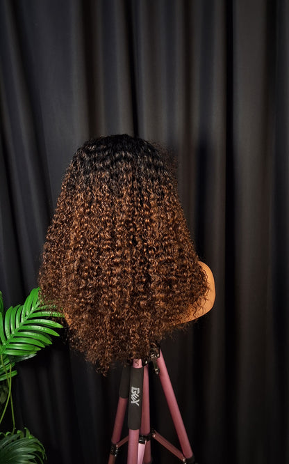 Sdd pixie curls. Fring unit,brown root.18 inches