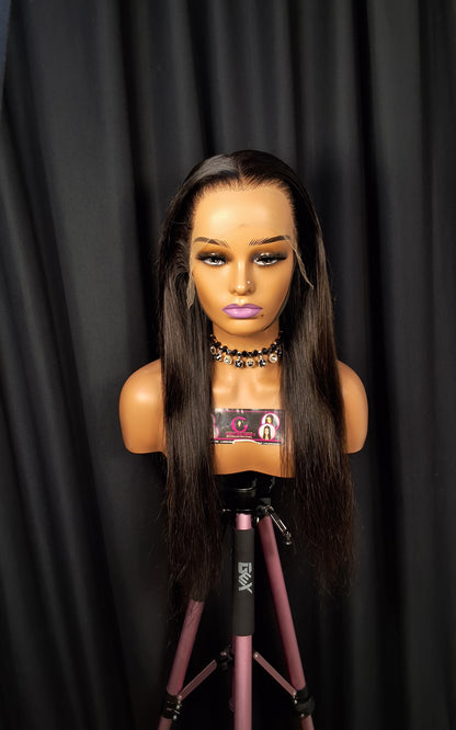 13x6 HD glueless frontal. 26" dd silky straight wig