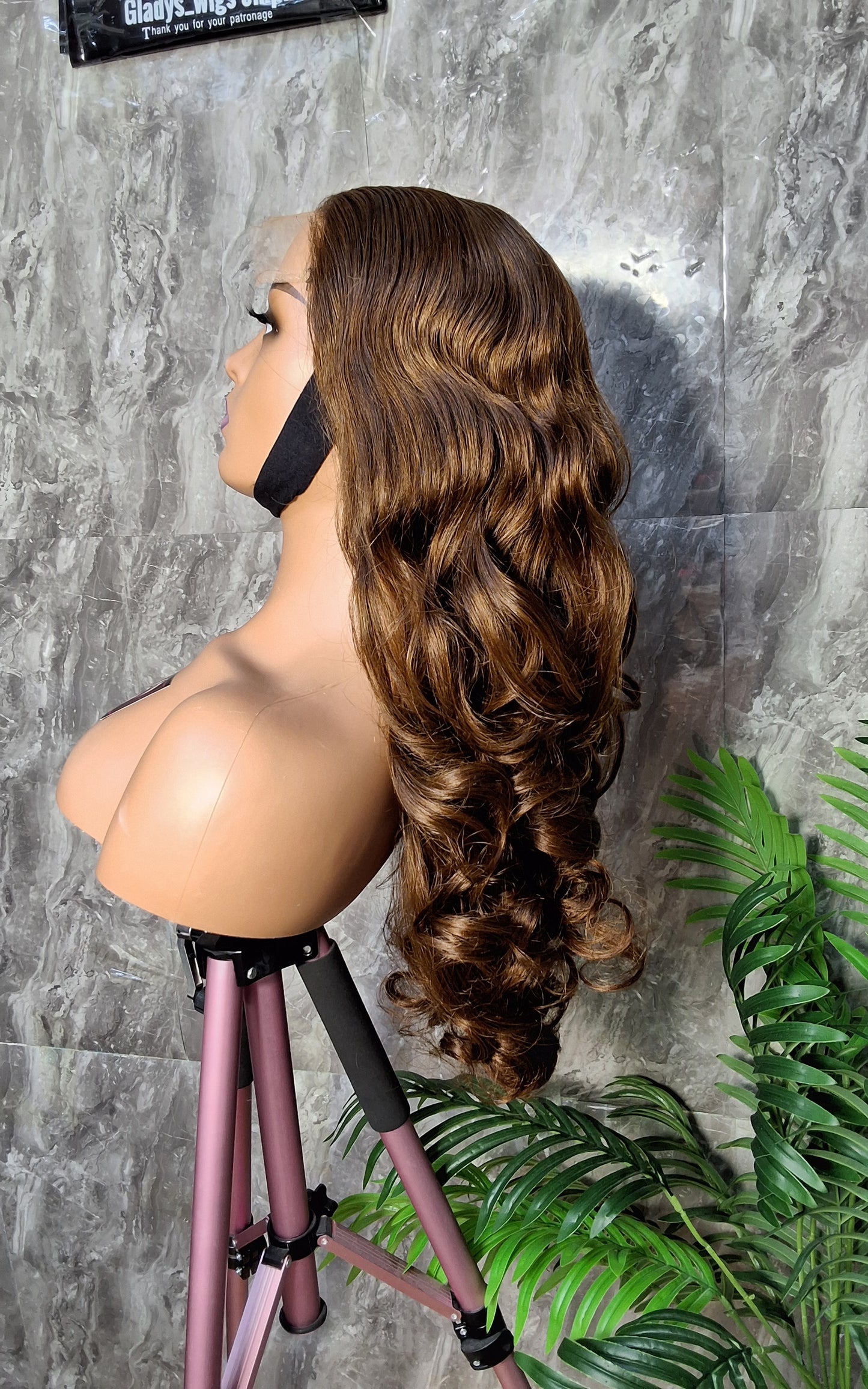 SDD Layard bounce brown colour 24""300grams paired with 5x5 closure