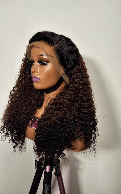 22 inches Sdd Burmese curls.  3 tone colour. full frontal