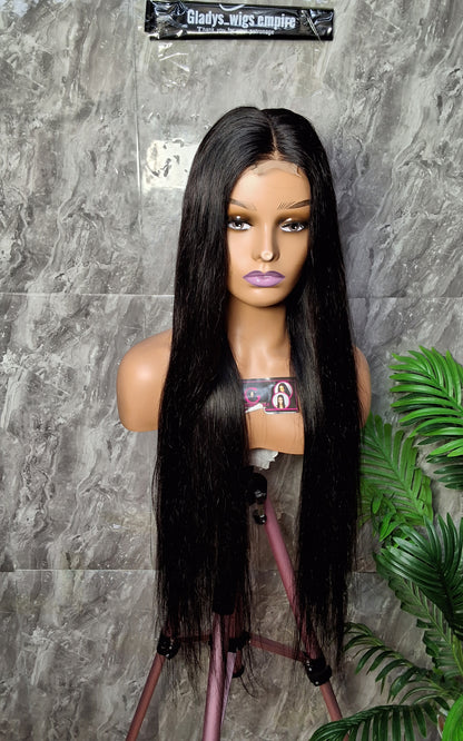30 inches pure Virgin hair silky straight wig. 300g paired with 2by6 closure