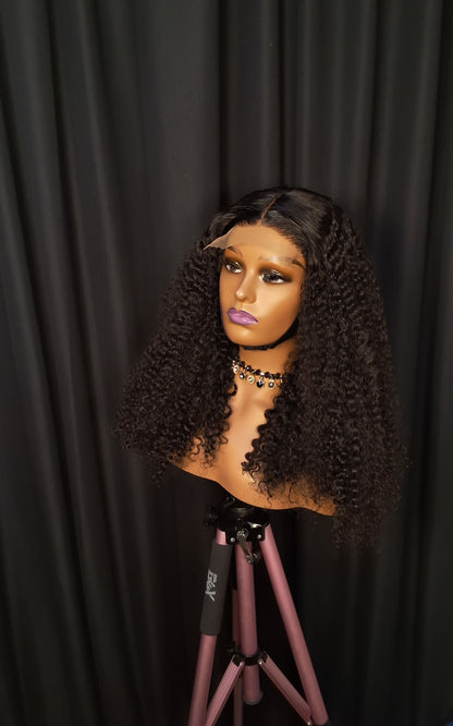 340grams sdd pixie curls.  20" 5by5 glueless closure.