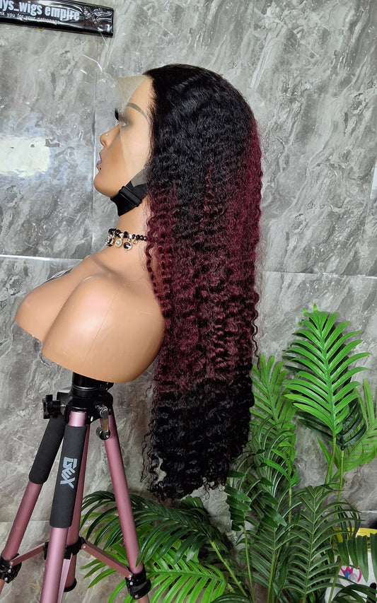 SDD Burmese curls 2tone full frontal  400gram,28 inches