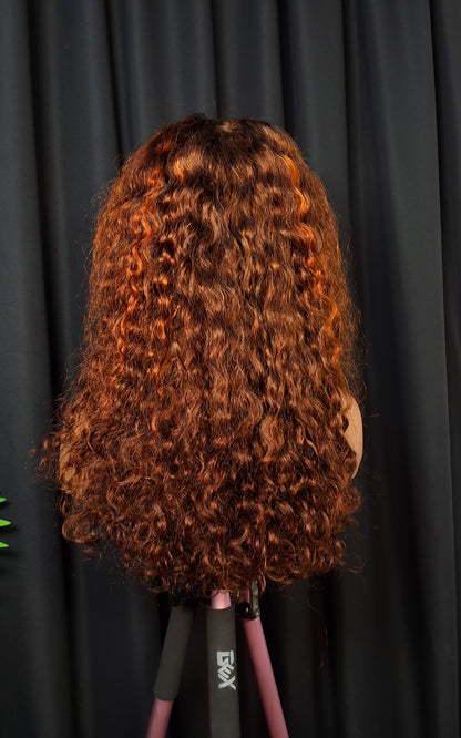 20" inches  sassy, 6x6 closure, orange piano colour