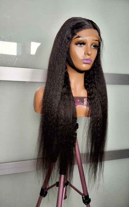 30 inches kinky straight, 5x5 closure wig