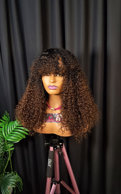 Sdd pixie curls. Fring unit,brown root.18 inches