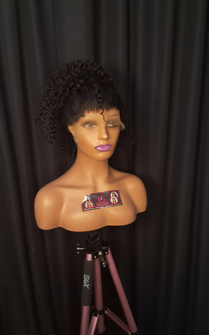 360 all round lace.  Pixie curls 20"