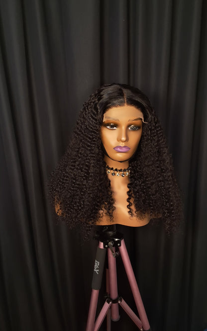 340grams sdd pixie curls.  20" 5by5 glueless closure.