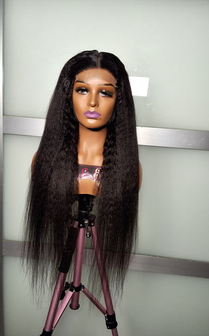 30 inches kinky straight, 5x5 closure wig