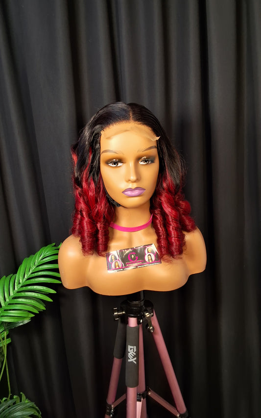 SDD red bounce wig. 5x5 closure 16 inches