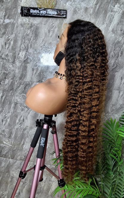 Sdd Burmese curls ombre 34 inches. 13x4 frontal