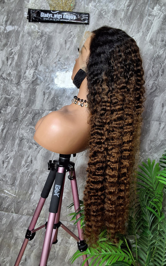 Sdd Burmese curls ombre 34 inches. 13x4 frontal