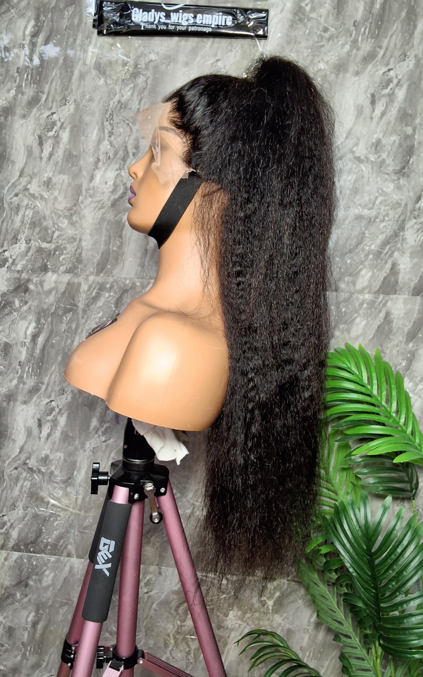 30 inches kinky straight. Natural colour, 13x4 frontal wig