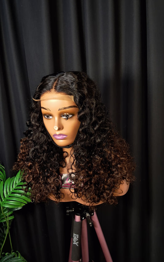 5x5 closure  sassy curls. Natural/brown tip. 20 inches